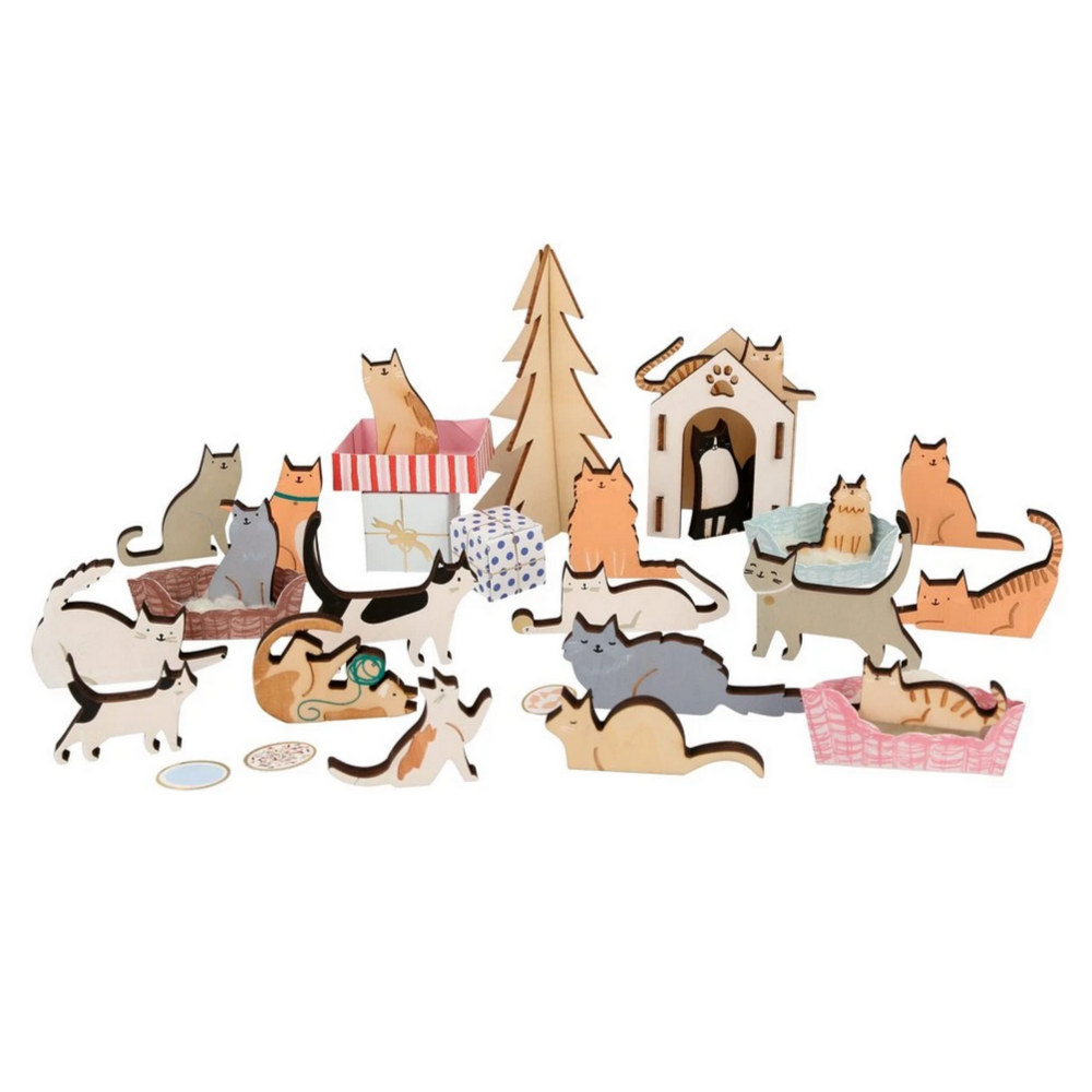 Wooden Cat Advent Suitcase