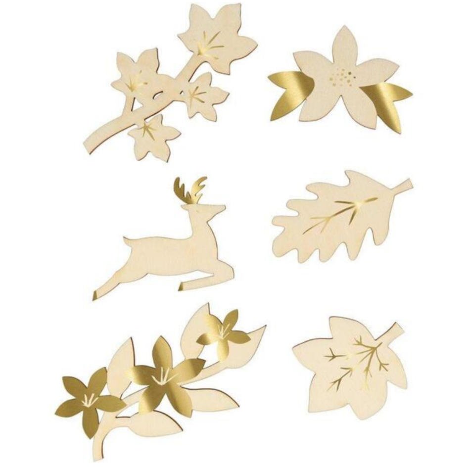 Hazel Gardiner - Flower Crackers (wooden brooch with gold foil detail)