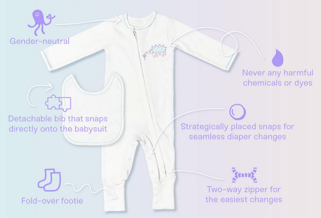 Organic On-Point Octopi Babysuit and Bib