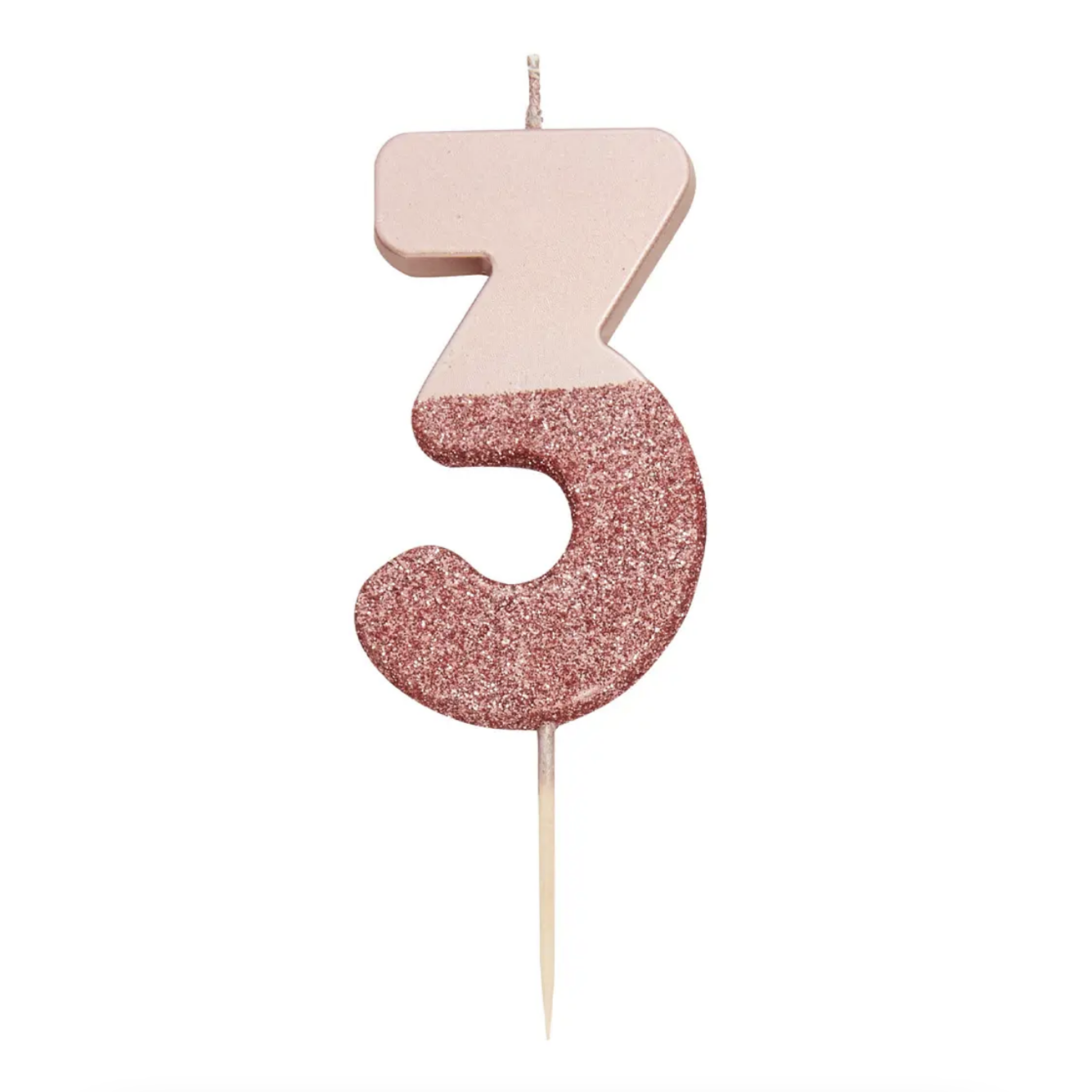 Rose Gold Glitter Number Candle
