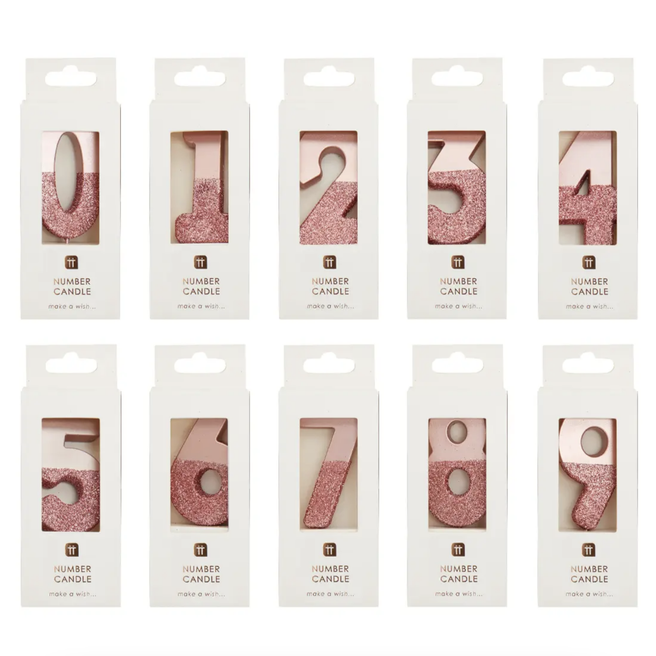 Rose Gold Glitter Number Candle