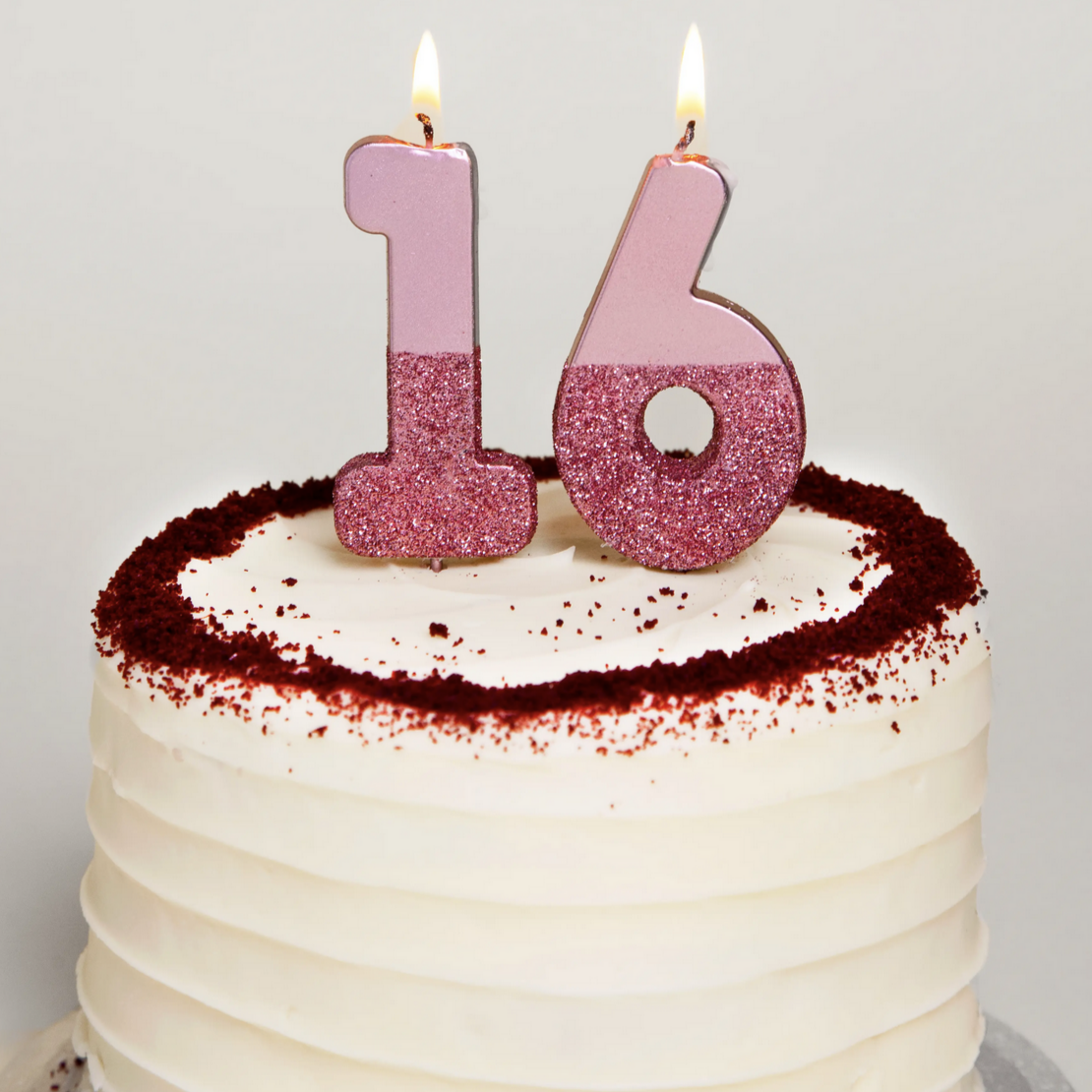 Rose Gold Glitter Number Candle