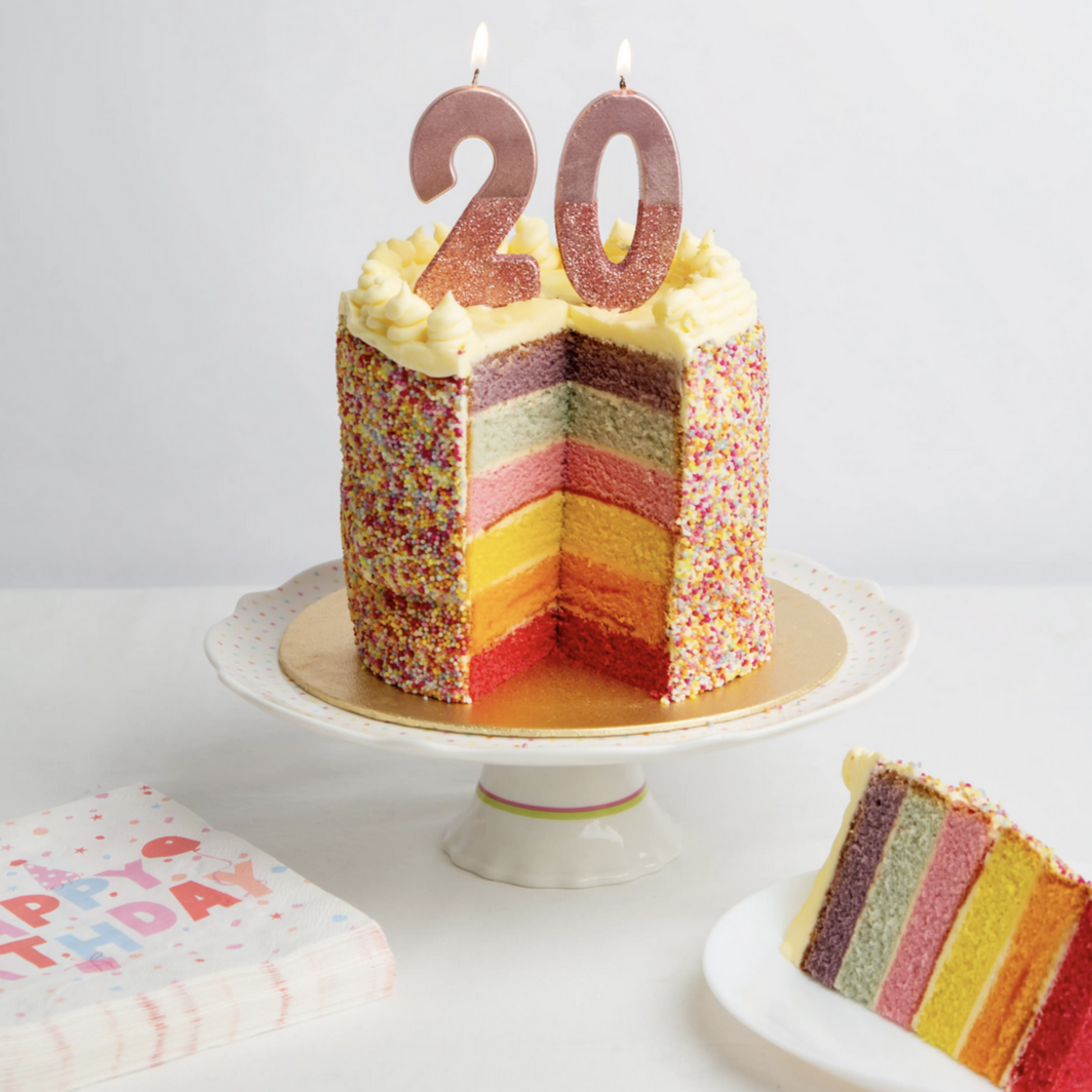 Rose Gold Glitter Number Candle