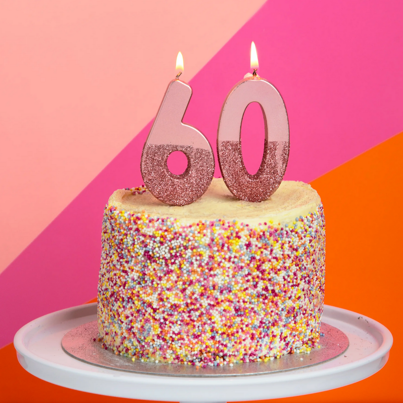 Rose Gold Glitter Number Candle