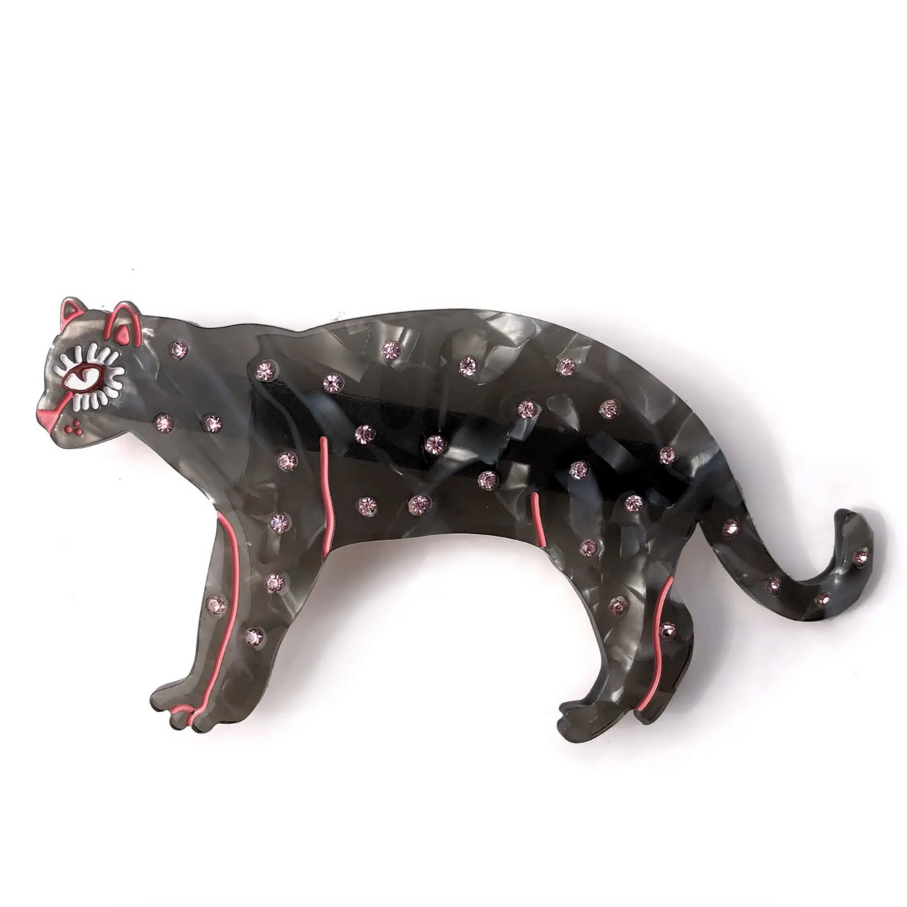 Polka Cat - Hair Barrette 4"