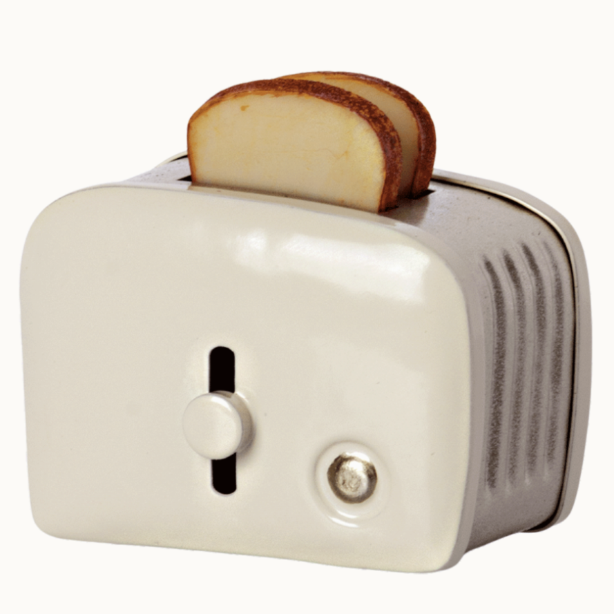 Miniature Toaster & Bread - Off White