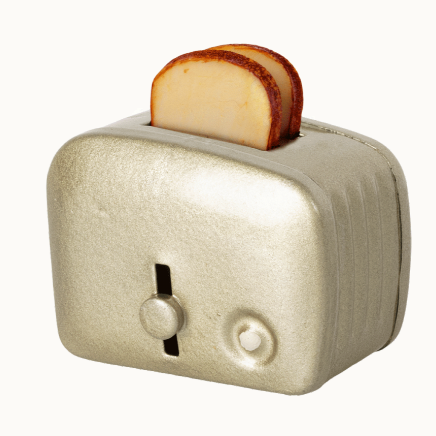 Miniature Toaster & Bread - Silver