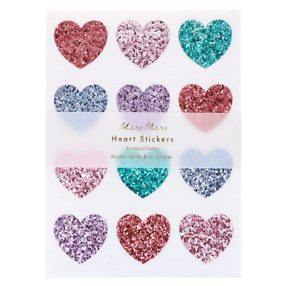 Rainbow Glitter Heart Stickers