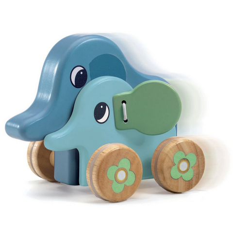 PitiSing Wooden Elephant Musical Push Toy 10mos+