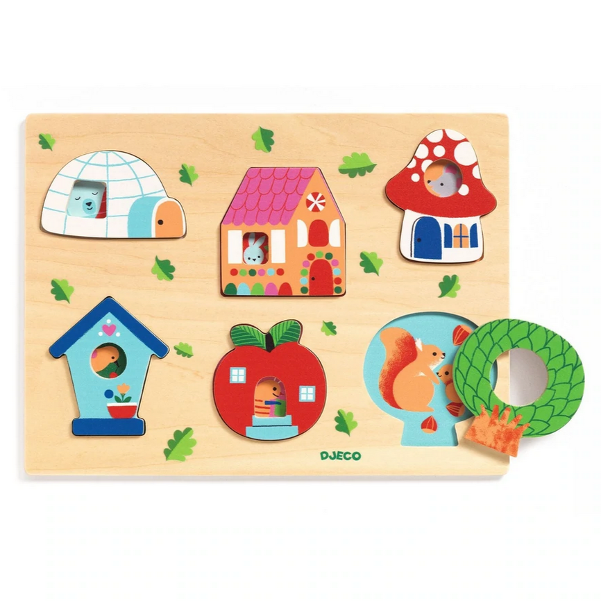 Coucou-House Wooden Puzzle 6pcs  (18mos-3yrs)