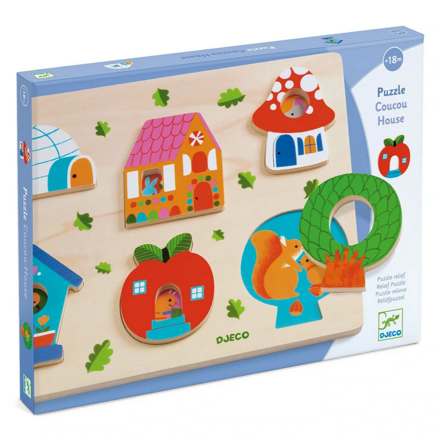 Coucou-House Wooden Puzzle 6pcs  (18mos-3yrs)