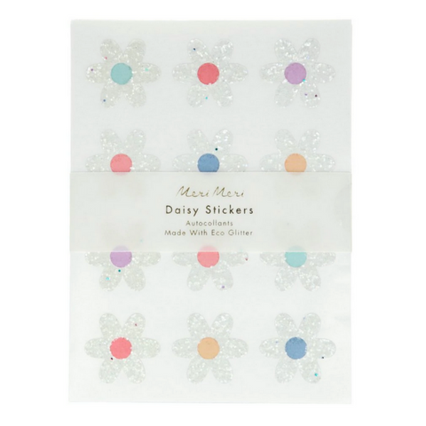 Glitter Daisy Stickers (pk8)