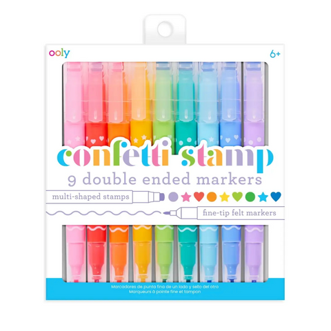 Confetti Stamp Double-Ended Markers -set of 9