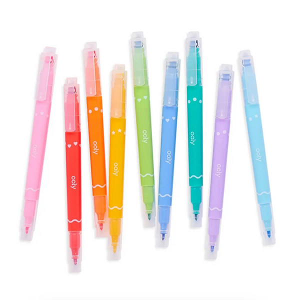 Confetti Stamp Double-Ended Markers -set of 9