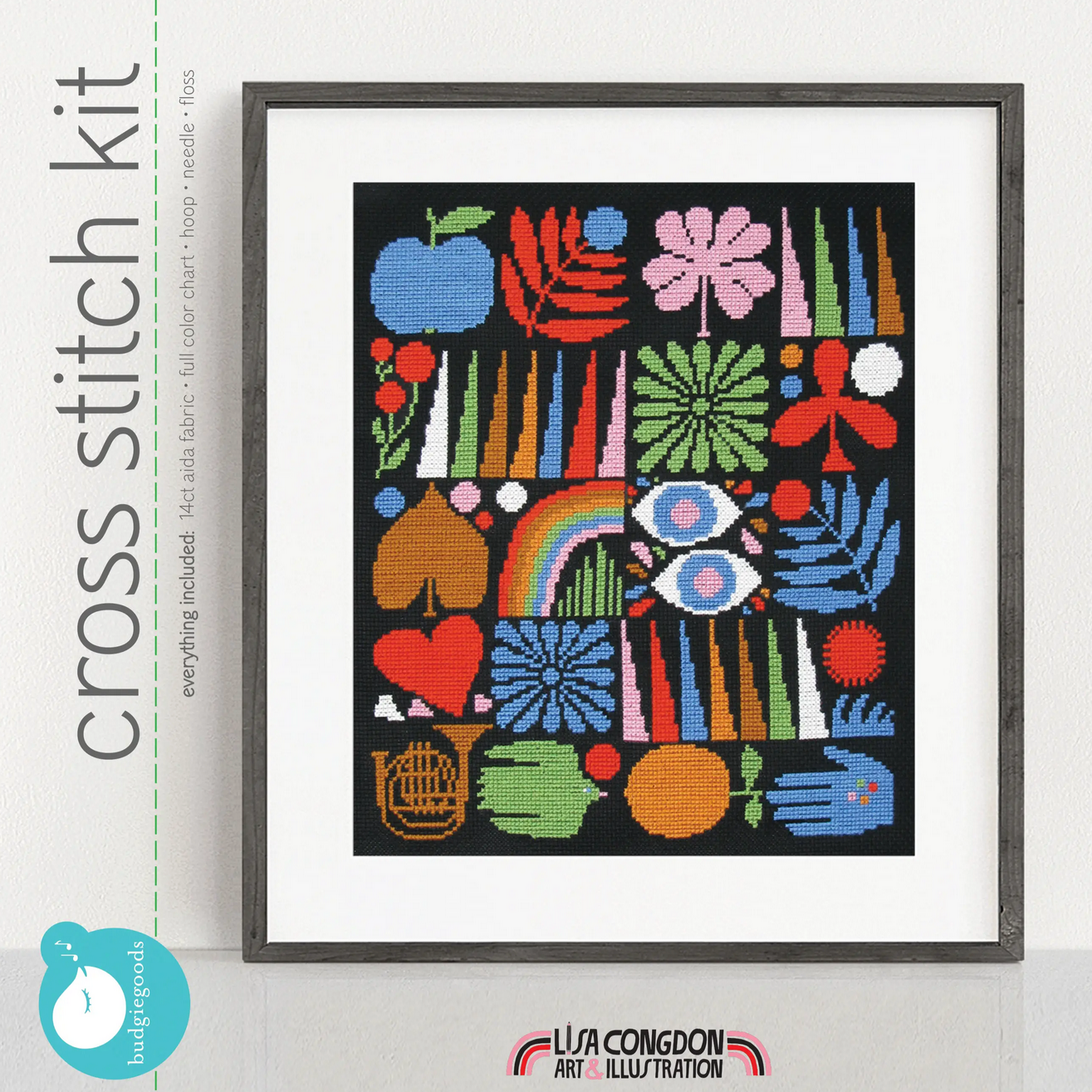 Joyful Grid Cross Stitch Kit -Lisa Congdon