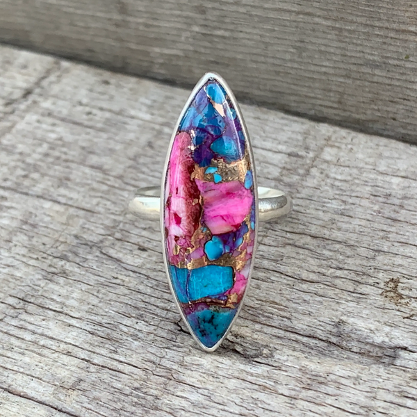 Marquise Dahlia Copper Turquoise Sterling Silver Ring – TANTRUM