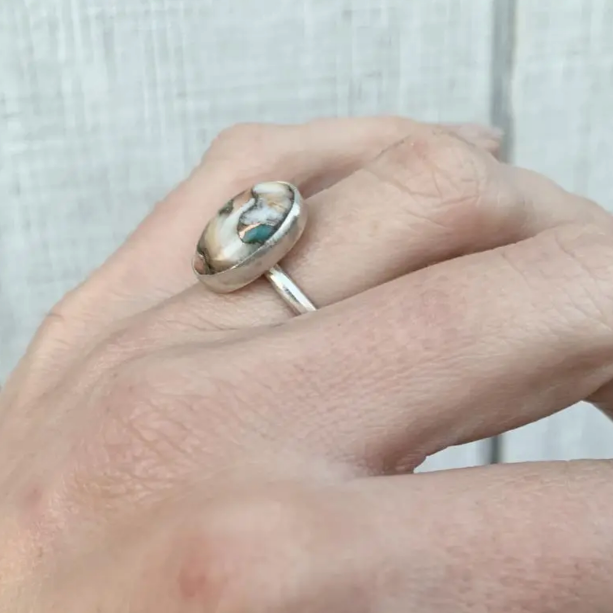 Spiny Oyster Copper Turquoise Sterling Silver Ring – TANTRUM Spiny Oyster Copper Turquoise Sterling Silver Ring – TANTRUM