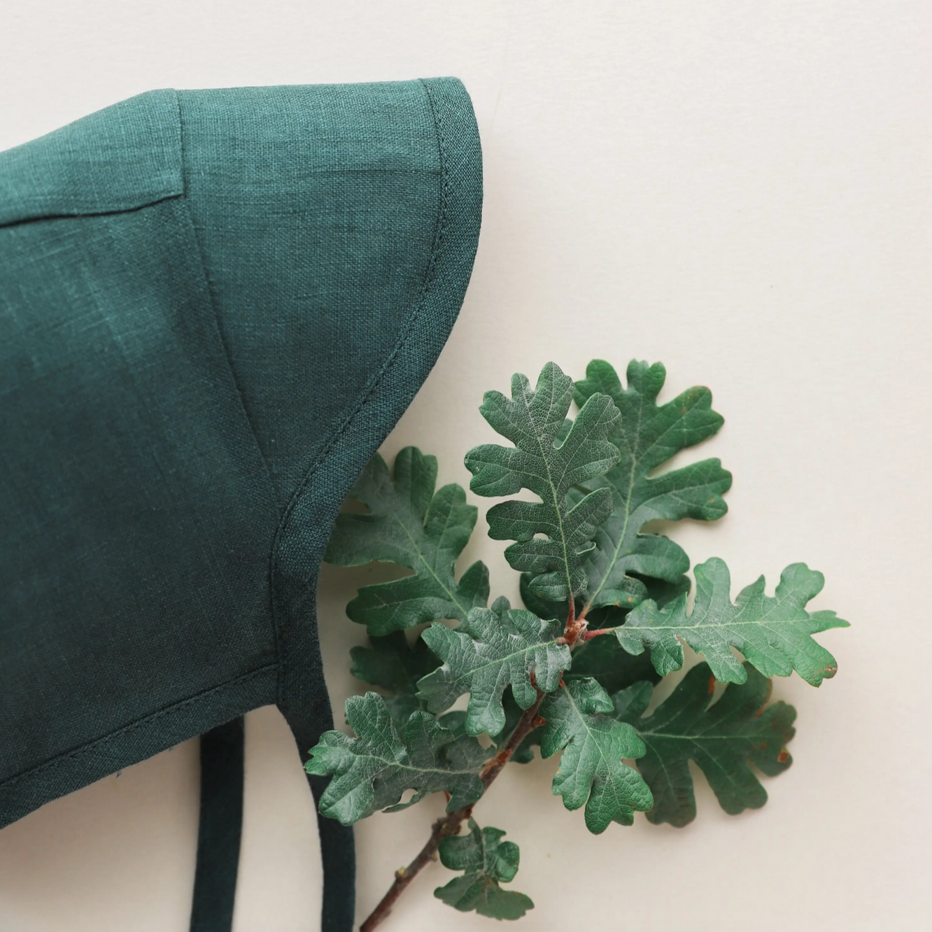 Brimmed Emerald Baby Bonnet -Lined