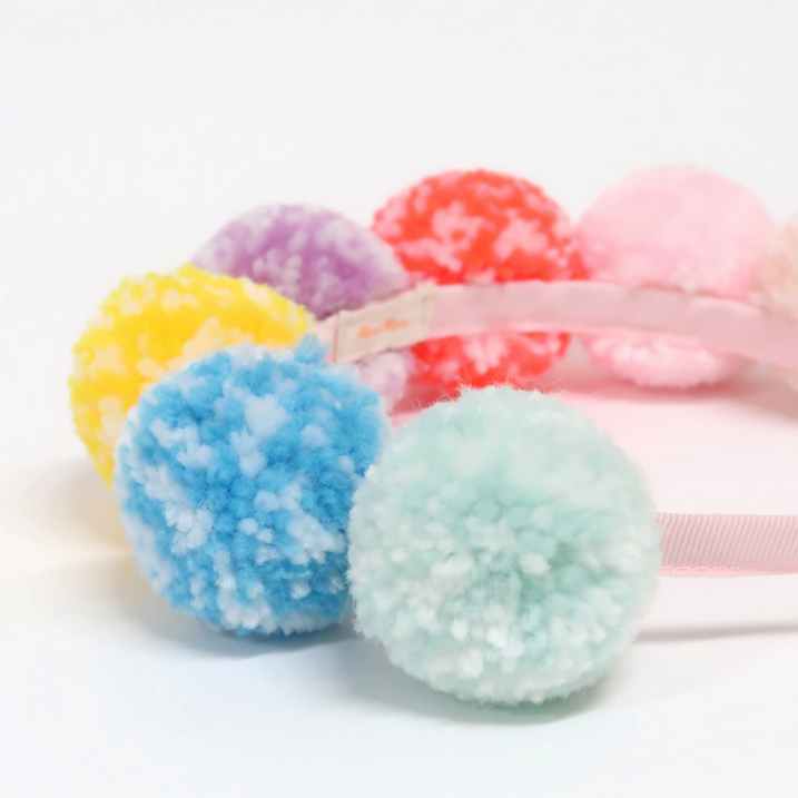 Rainbow Pompom Headband