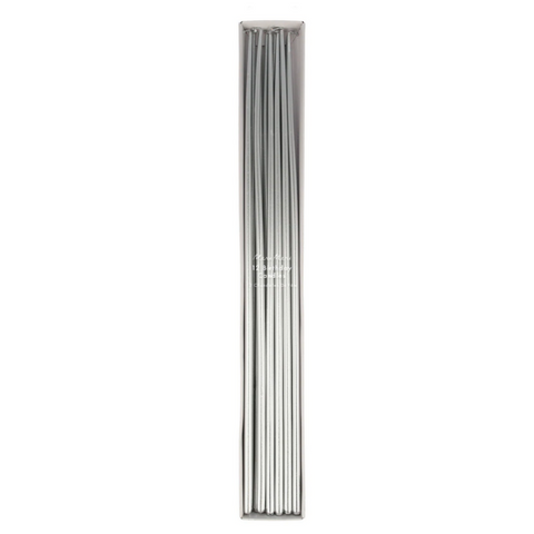 Silver Tall Tapered Candles 15" (pk12)