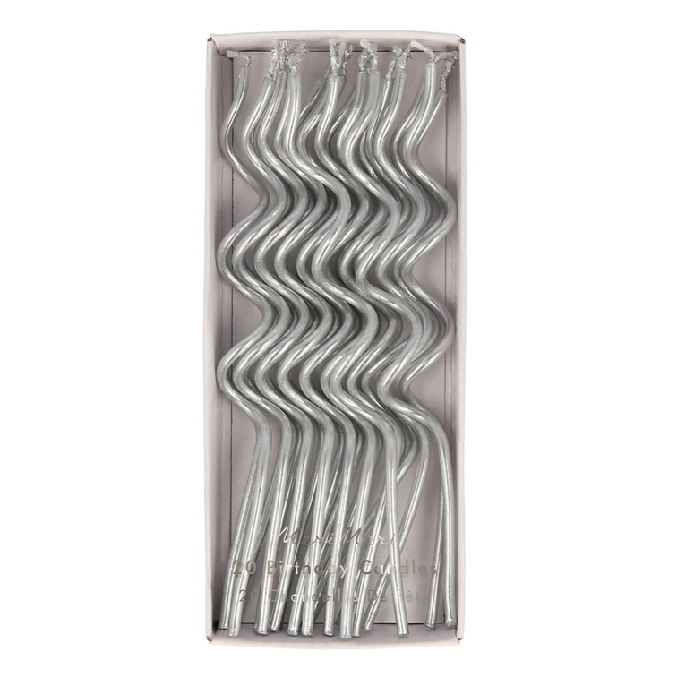 Silver Swirly Candles (20pk)