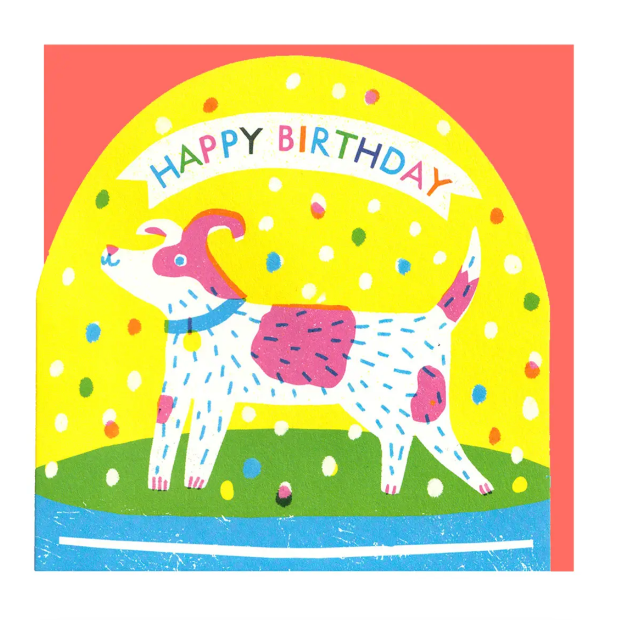 Happy Birthday Dog Large Snowglobe Card -Louise Lockhart