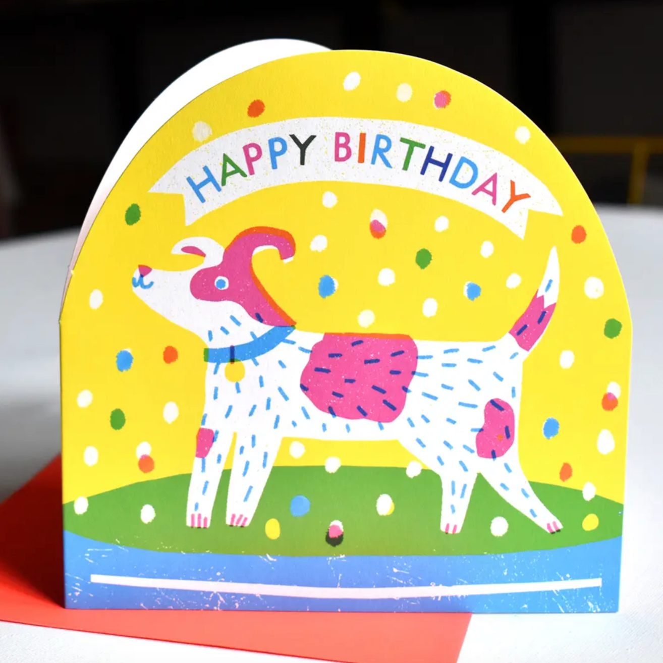 Happy Birthday Dog Large Snowglobe Card -Louise Lockhart