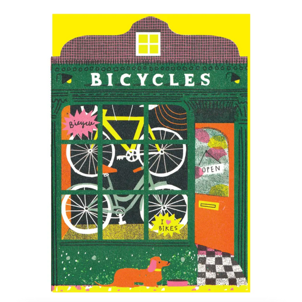 Bicycle Shop Die Cut Card -Louise Lockhart -Hello