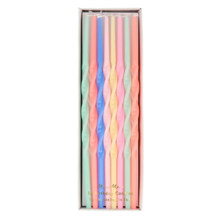 Mixed Twisted Long Candles (16pk)