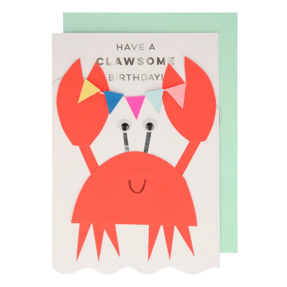 Crab With Bunting Card -Birthday