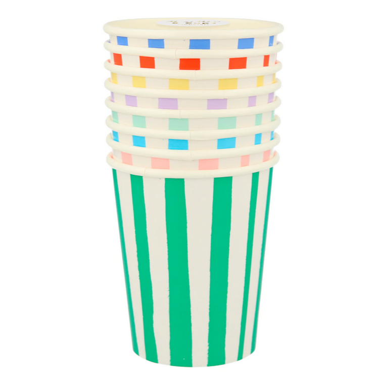 Mixed Stripe Cups (8pk)