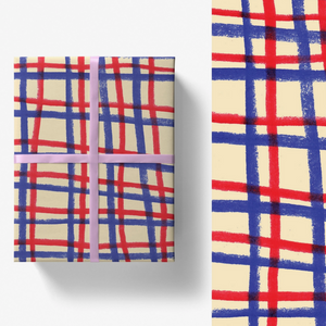 Red and Blue Check Gift Wrap Sheet