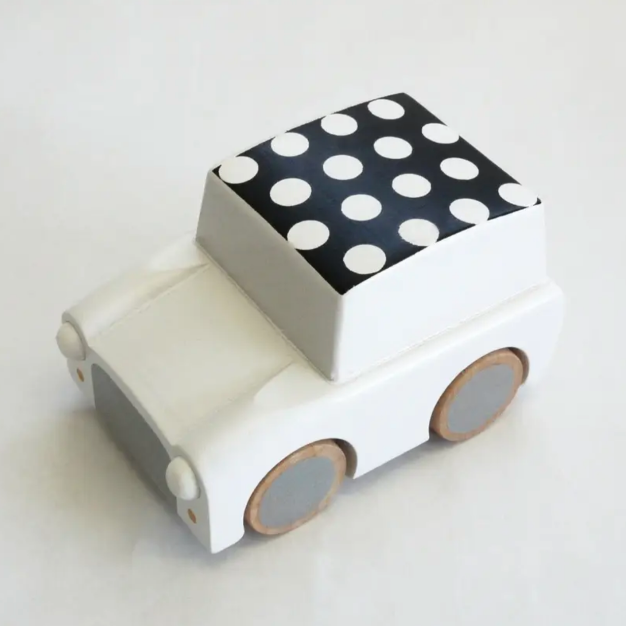 Polka Dot Friction Car -black or white