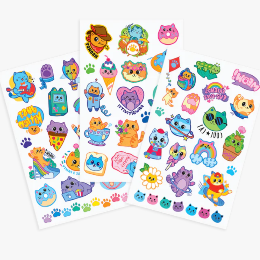 Temporary Tattoos - Colorful Cats - 3 sheets