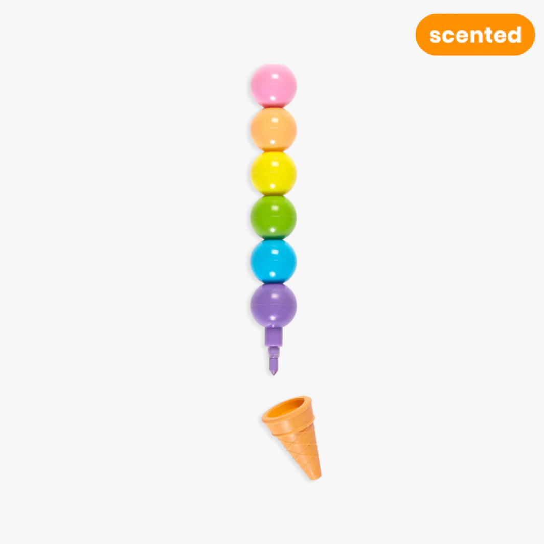 Rainbow Scoops Vanilla Scented Stacking Erasable Crayons