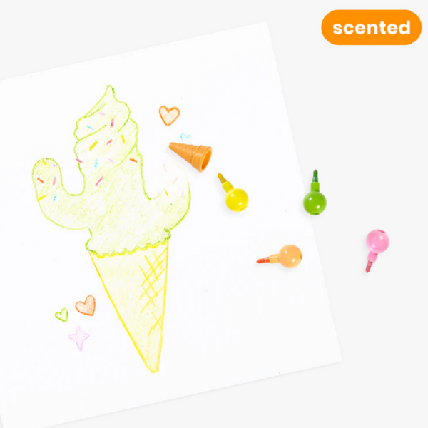 Rainbow Scoops Vanilla Scented Stacking Erasable Crayons
