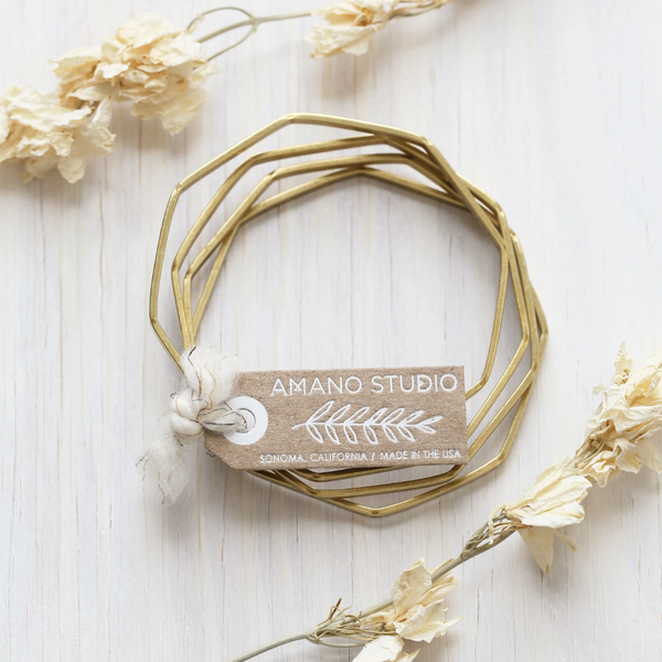 Octagon Brass Bangle Set