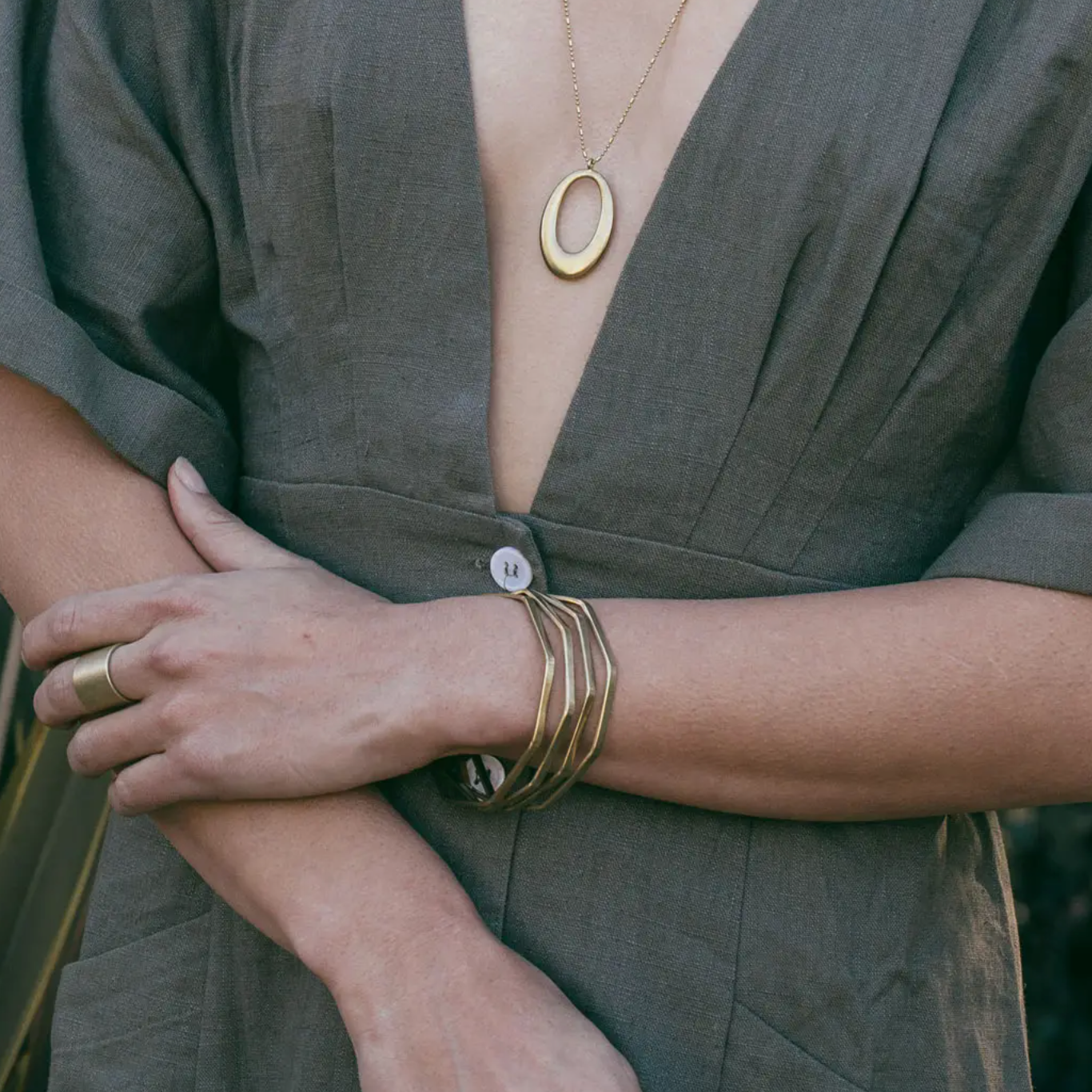 Octagon Brass Bangle Set