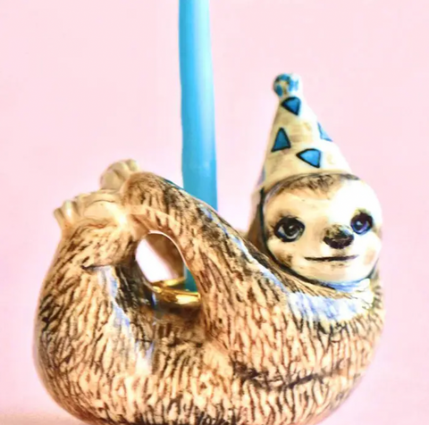 Porcelain Animal Cake Topper -sloth