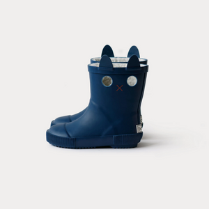 LookiCat Blue Rain Boots + Fur 1-4yrs