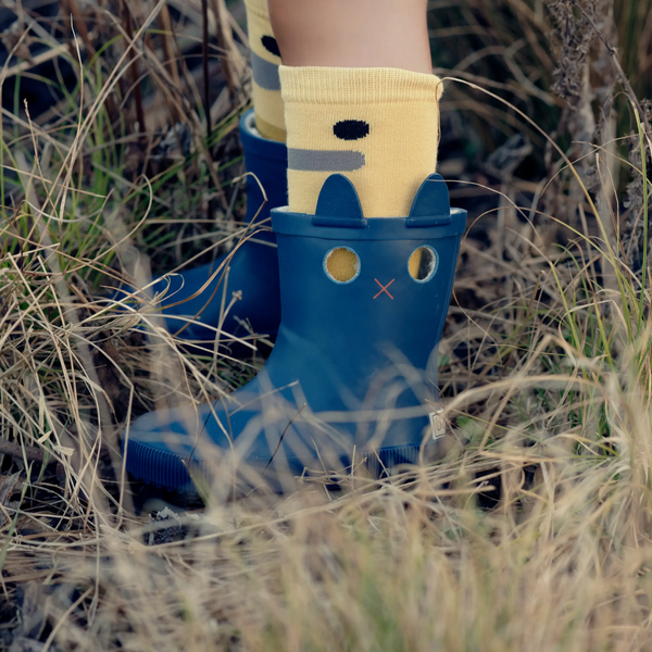 LookiCat Blue Rain Boots + Fur 1-4yrs