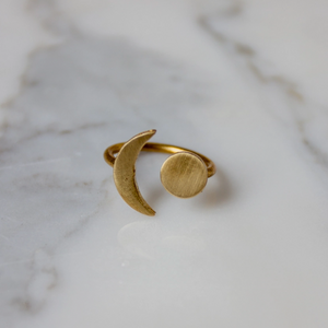 Brass Moon Ring