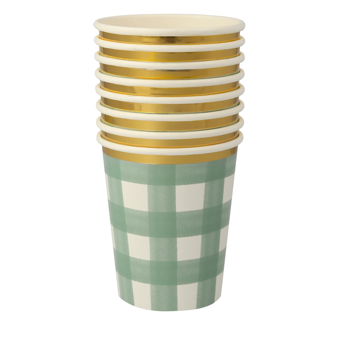 Green Gingham Cups (pk8)