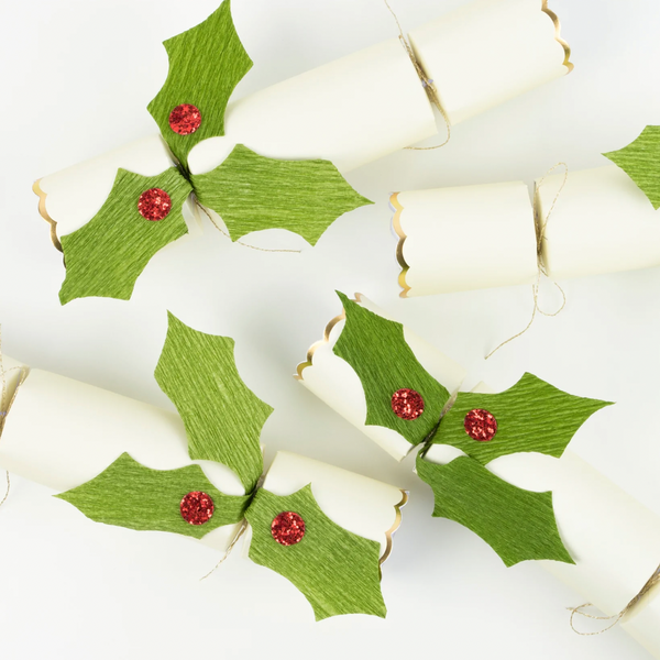 Holly Crackers (festive brooch)