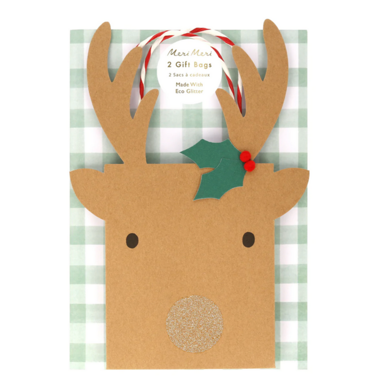 Medium Reindeer Gift Bags -pk2