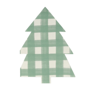 Green Gingham Tree Napkins -pk16