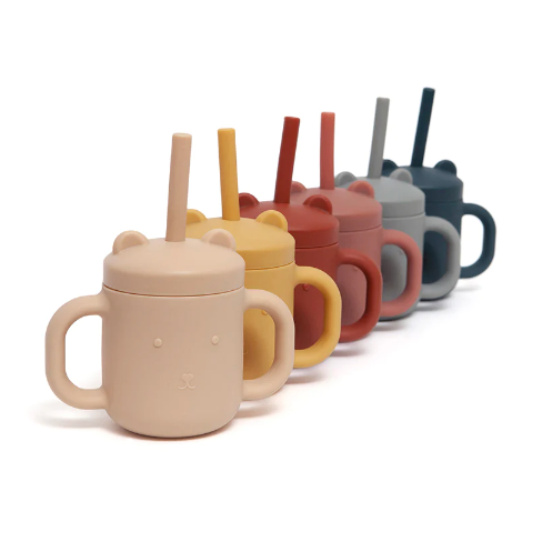Silicone Straw Cup with Handles - balsam blue
