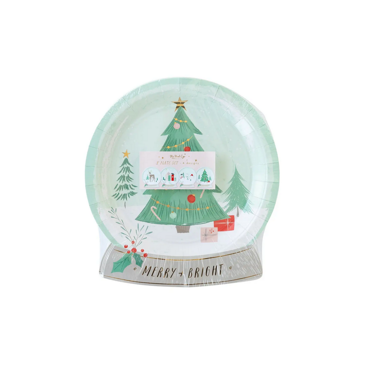 Snow Fun Snow Globe Shaped Plate pk8