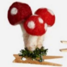 Clip-On Wool Mushroom Ornament
