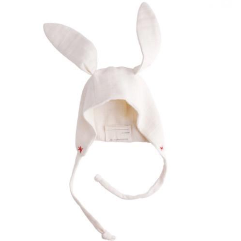front facing bunny bonnet with pink stitching